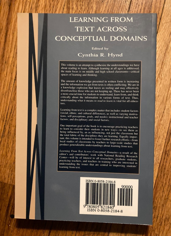 Learning from text Across Conceptual Domains Cynthia R. Hynd book NRRC school gallery