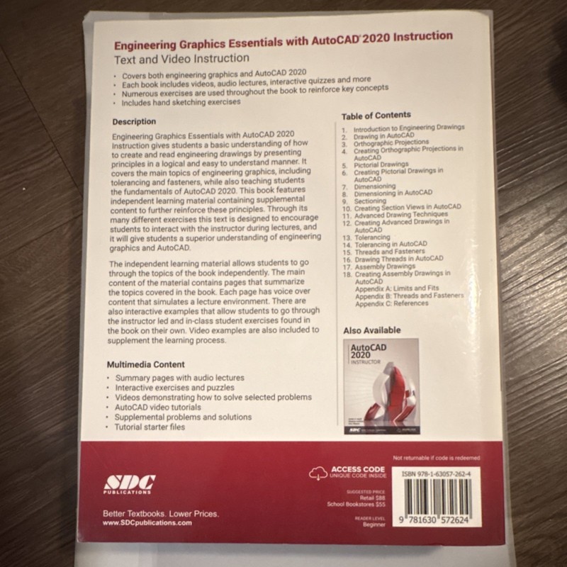 SDC Publications Engineering Graphics Essentials AutoCAD 2020 + Access Code gallery