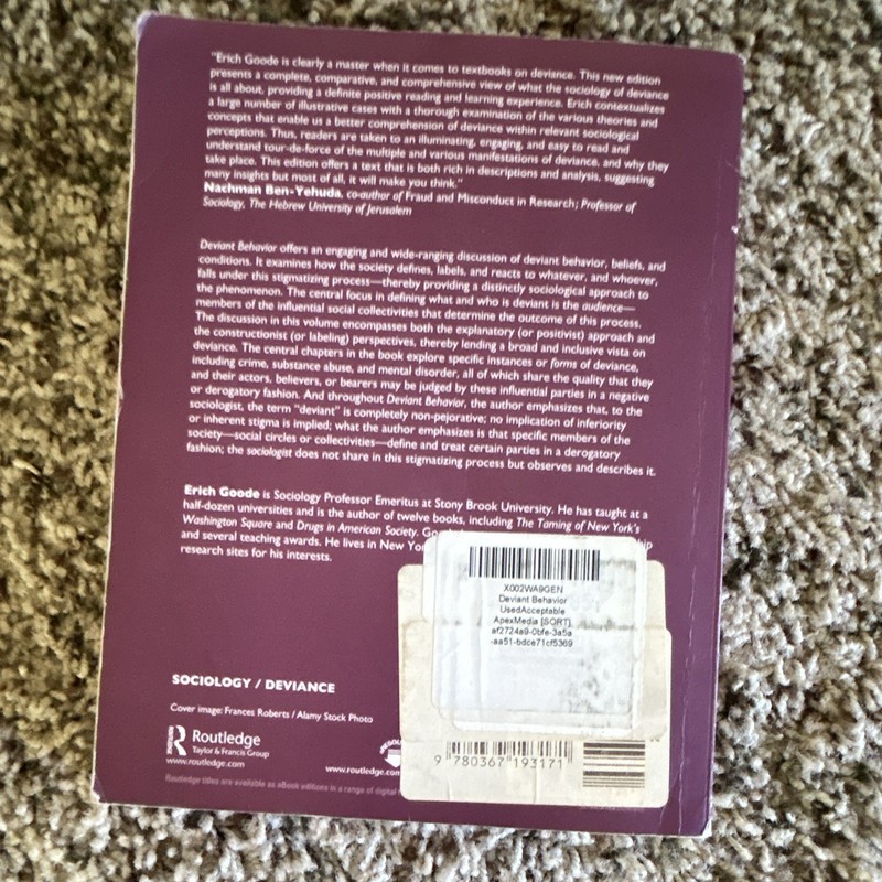 Routledge Deviant Behavior 12th Edition Erich Goode Paperback 2016 gallery
