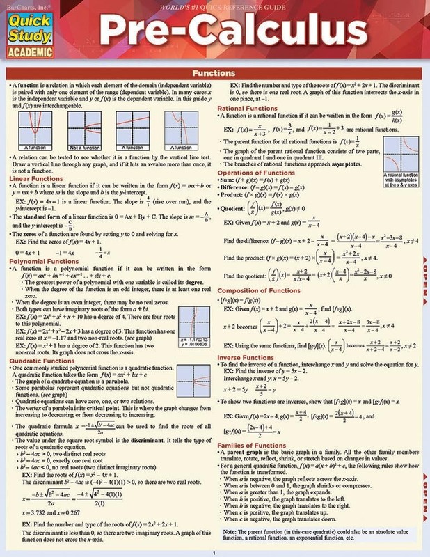 Pre-Calculus: a QuickStudy Laminated Reference Guide (QuickStudy Academic)