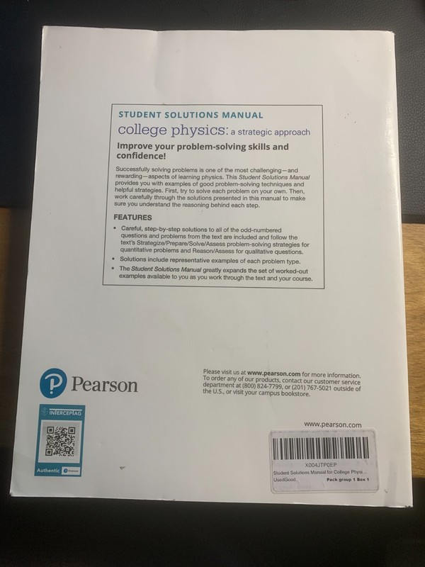 Student SOLUTION Manual College Physics Strategic Approach 4e Knight vol 1 gallery
