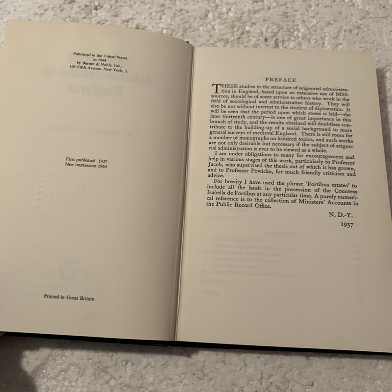 Seignorial Administration in England By Noel Denholm-Young Hardcover 1964 Import gallery