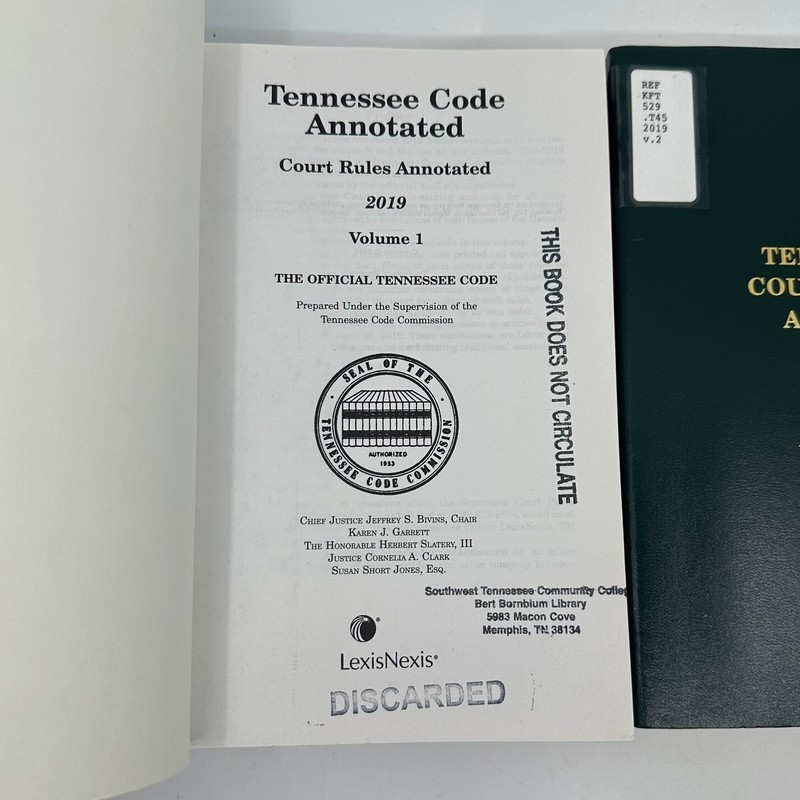 Tennessee Code Annotated Court Rules & General Index 5 Volumes 2019 - 2020 SUP gallery
