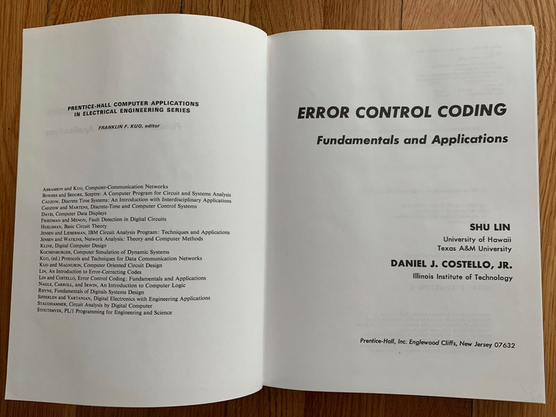 Error Control Coding : Fundamentals and Applications Hardcover Shu Lin gallery