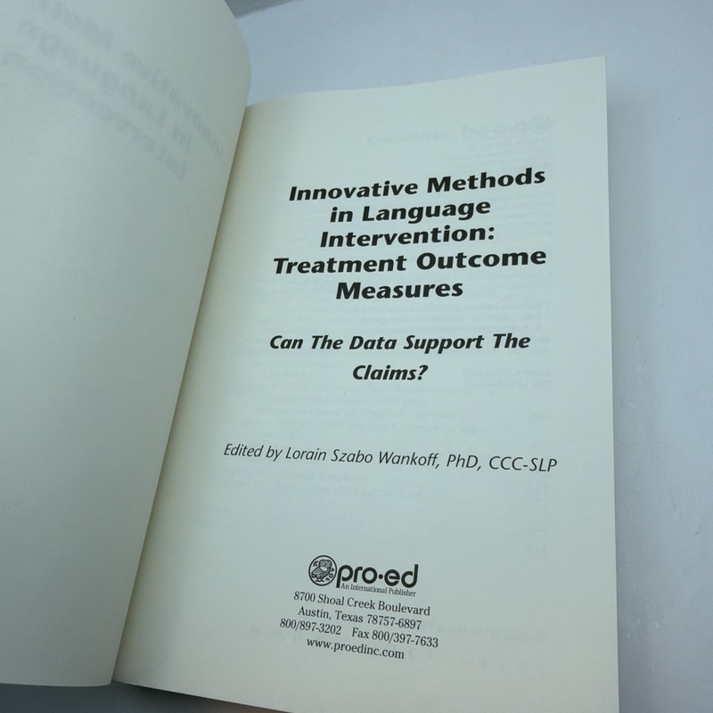 Innovative Methods in Language Intervention Treatment Outcome Measures gallery