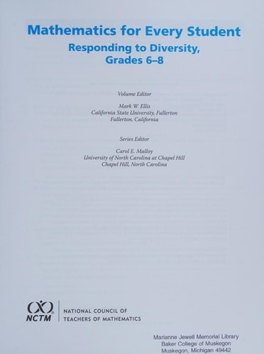 Mathematics for Every Student: Responding to Diversity in Grades 6-8 by Carol E.