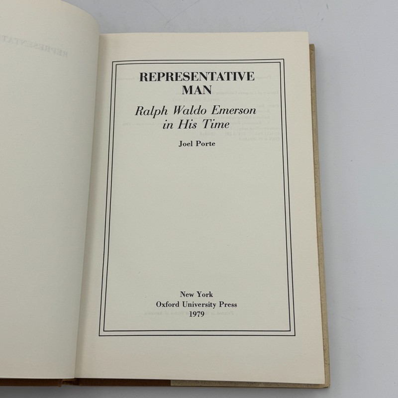 Representative Man Ralph Waldo Emerson in His Time by Joel Porte Review Copy 1st gallery