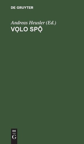 Andreas Heusler Vǫlo Spǭ (Hardback)