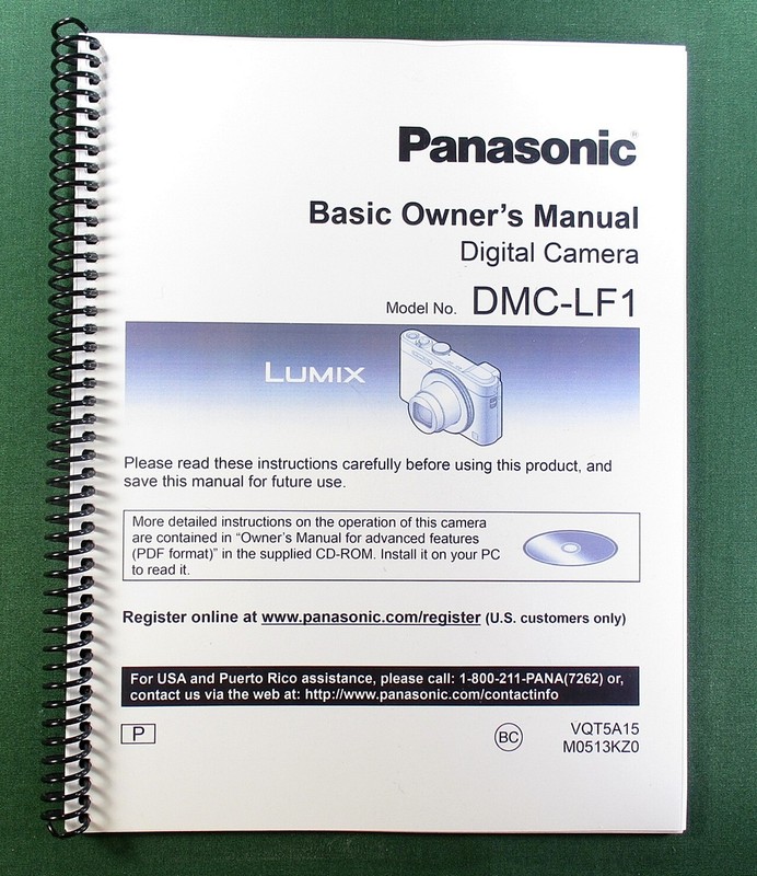 Panasonic Lumix DMC-LF1 Basic Instruction Manual: 39 Pages & Clear Covers!