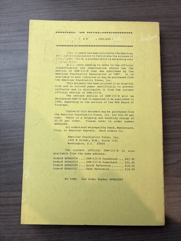 DSM-IV Options Book: Work In Progress 9/1/91 Task Force On DSM-IV Am. Psych. Ass gallery