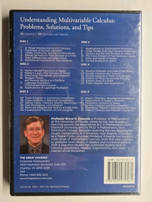 Great Courses Understanding Multivariable Calculus Problems Solutions Tips DVDs gallery