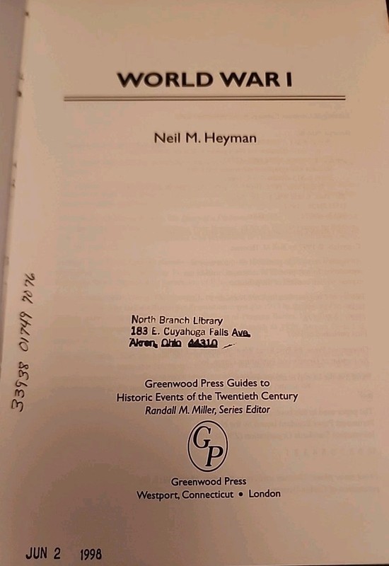 Guides to Historic Events of the 20th Cent: WWI (1997, Hbk) gallery
