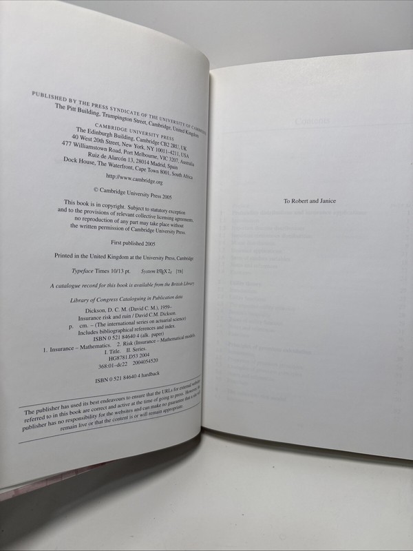 Insurance Risk and Ruin Hardcover David C. M. Dickson gallery