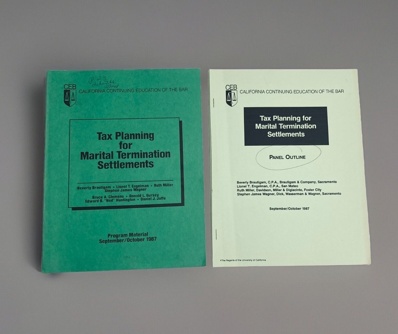 Tax Planning For Marital Termination Settlements CEB 1987 Program Material