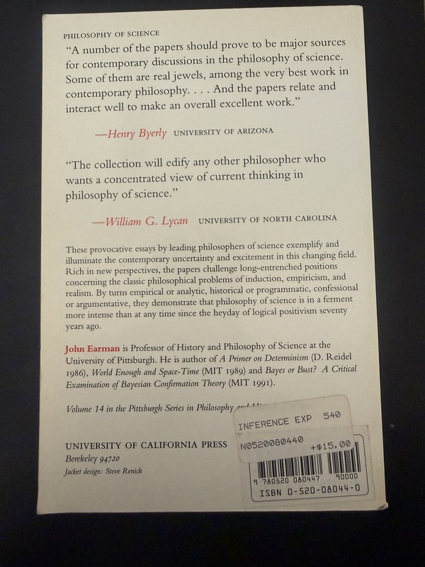 Inference, Explanation, Other Frustrations: Essays in Philosophy of Science gallery