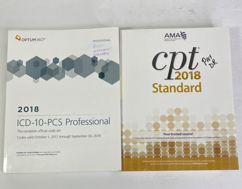 2018 ICD-10-PCS Professional & CPT Standard Softbound Medical Coding Books