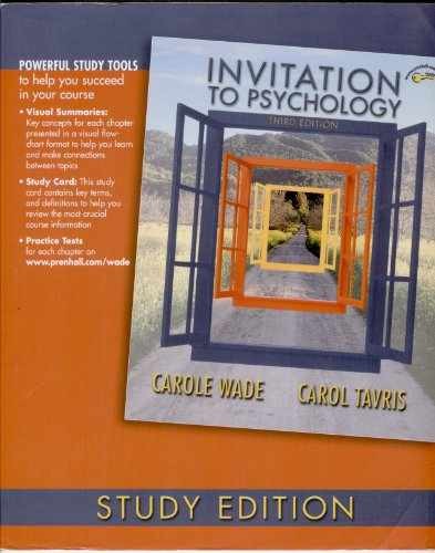 Invitation to Psychology: Study – Paperback, by Wade Carole; Tavris – Very Good