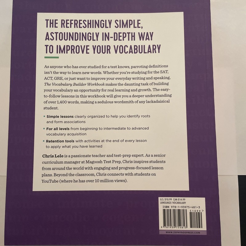 The Vocabulary Builder Workbook : Simple Lessons & Activities Over 1,400 Words gallery