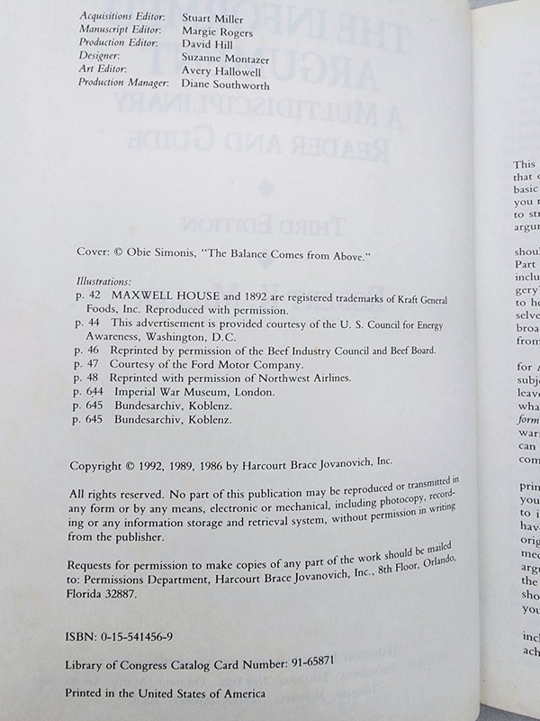 The Informed Argument by Robert K. Miller (1992 Third 3rd Edition) *GOOD* gallery