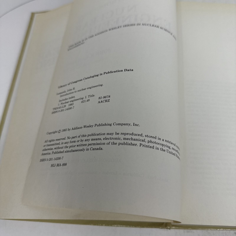 Introduction to Nuclear Engineering, 2nd Edition John R. Lamarsh Hardback gallery
