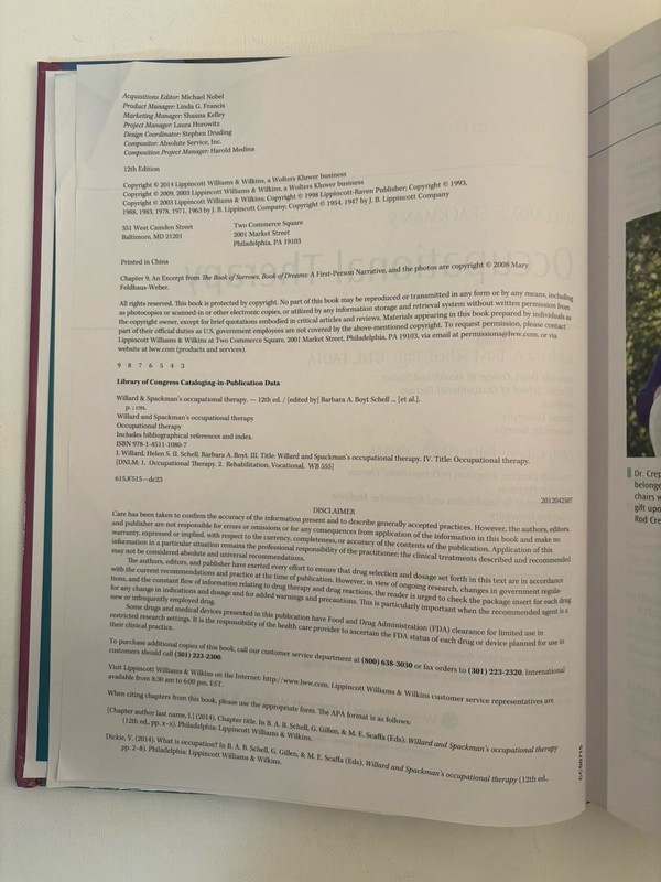 Willard & Spackman’s Occupational Therapy | 12th Ed | Schell | HC | Clean Code gallery