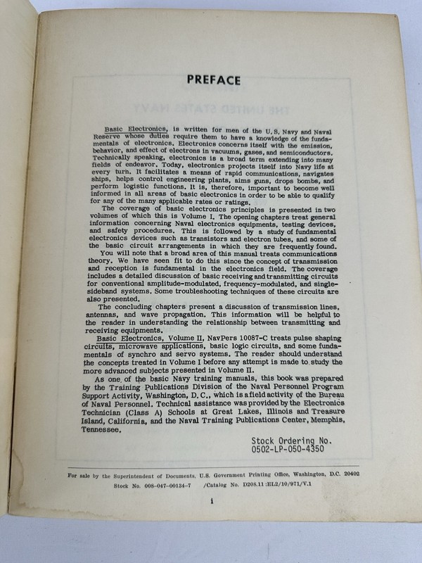 Basic Electronics Vol 1 Bureau Of Naval Personnel Navpers 10087-C gallery