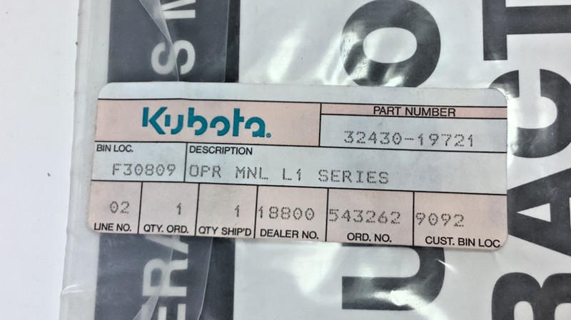 OEM Kubota 32430-1972 L2250 L2550 L2850 L3250 Operator's Manual 1998 gallery