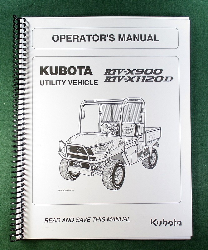 Kubota RTV-X900 Operator's Manual: 124 Pages Coil Bound & Protective Covers!