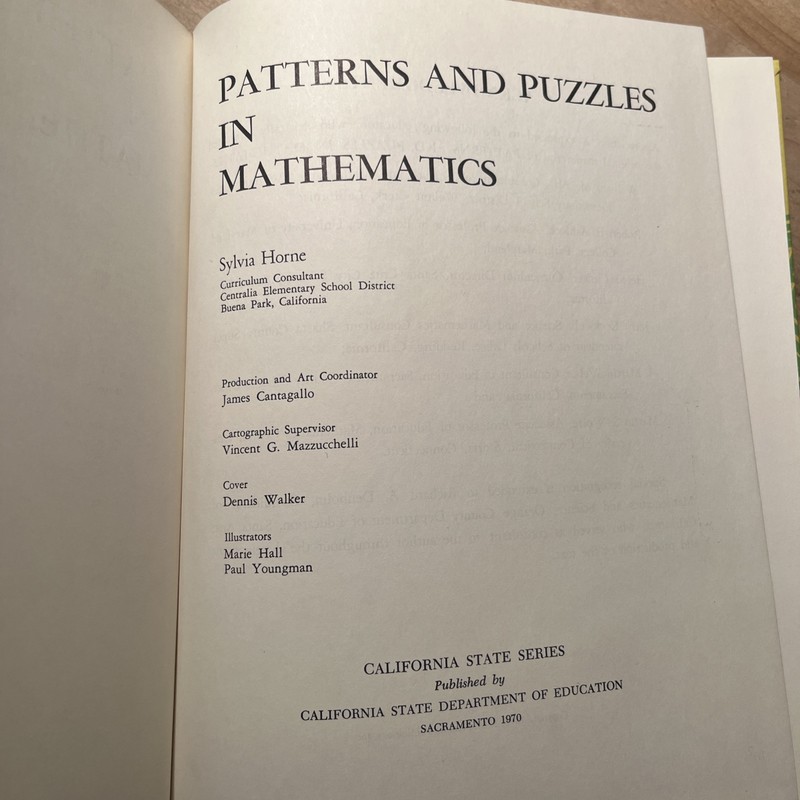 Patterns And Puzzles Mathematics 1970 Hardcover California State Series gallery