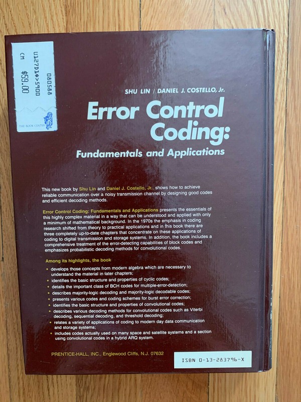 Error Control Coding : Fundamentals and Applications Hardcover Shu Lin gallery