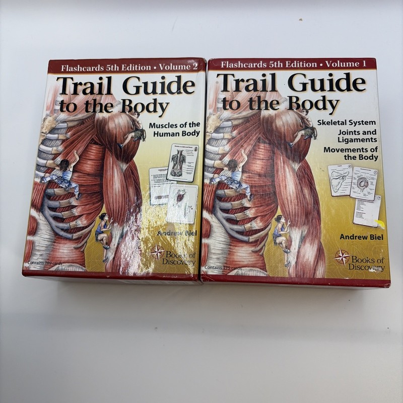 Trail Guide to the Body Flashcards 5th ed. Volume 1 & 2 by Biel Complete Clean