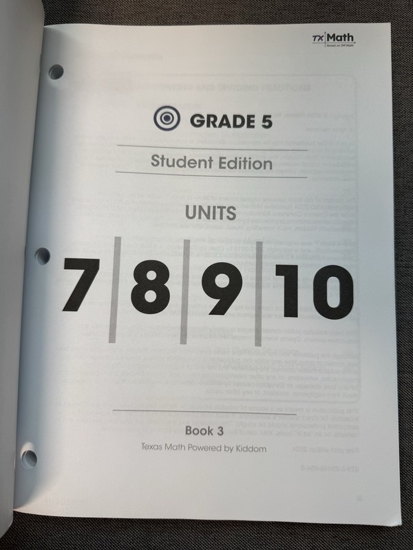 Kiddom TX Math Based on IM Math Grade 5 Student Workbook Units 7-10 PB gallery