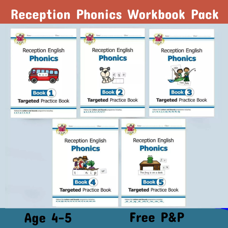 Reception Year Phonics Home Learning Pack of 5 Workbooks With Answers Age 4-5 Yr