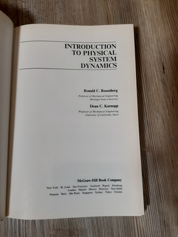 Introduction to Physical System Dynamics by Rosenberg and Karnopp 1983 gallery