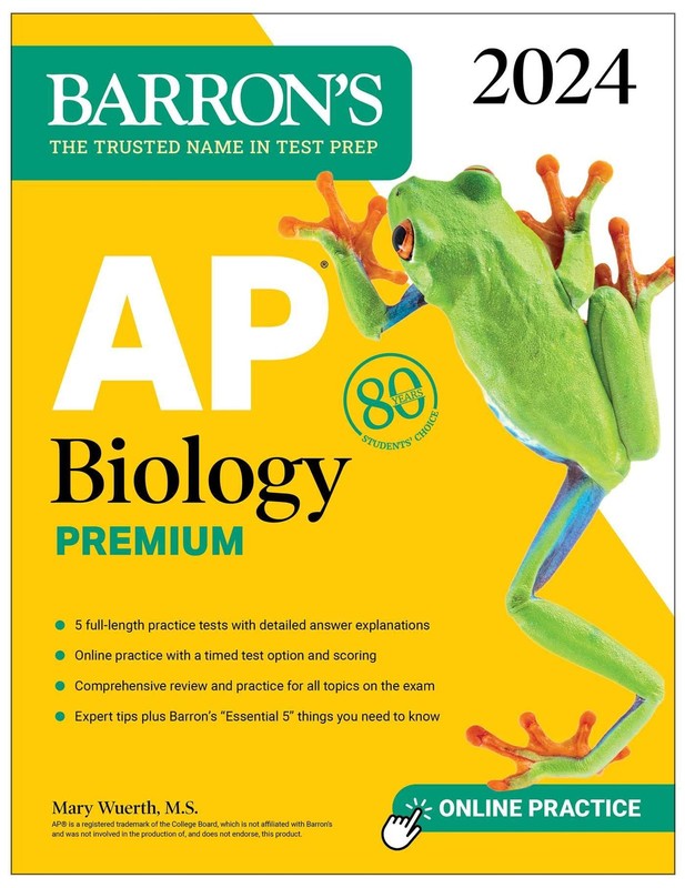 AP Biology Premium, 2024: Comprehensive Review With 5 Practice Tests + an On…