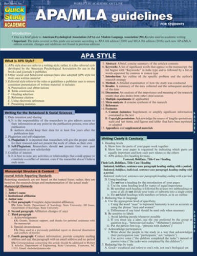 Apa/Mla Guidelines (Quick Study: Academic) – Pamphlet – VERY GOOD