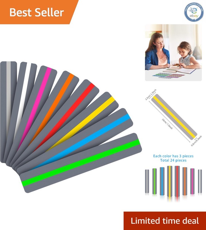 Dyslexia Support Reading Strips – Assorted 24 Pack for Children and Teachers