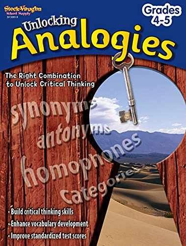 Unlocking Analogies Grade 4-5 – Paperback, by Marianne Tatom Letts – Very Good o