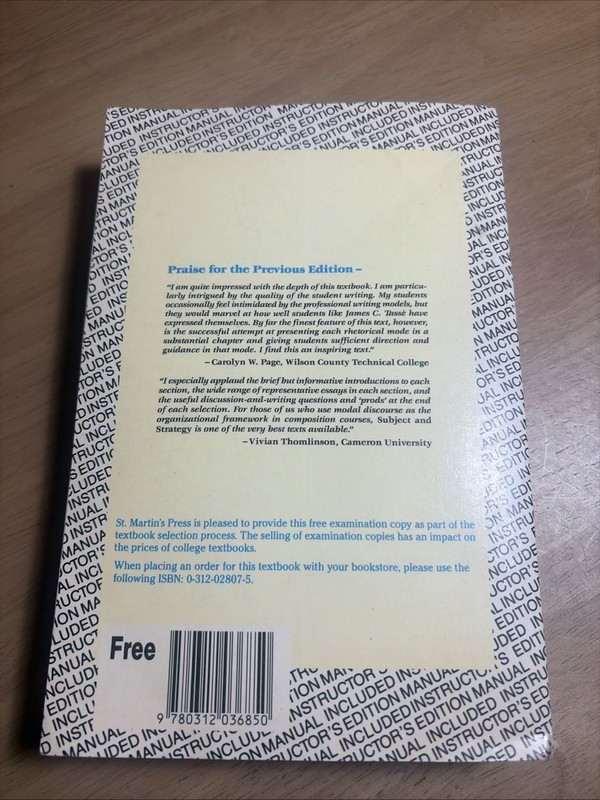 SUBJECT AND STRATEGY: A Rhetoric READER Eschholz Rosa Instructor Manual Edition gallery