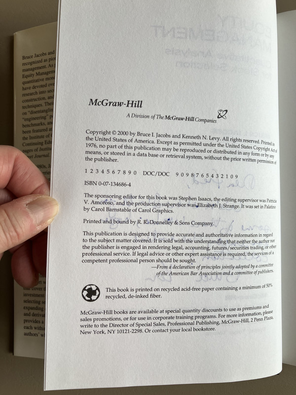 Equity Management: Quantitative Analysis for Stock Selection, HC/DJ SIGNED gallery