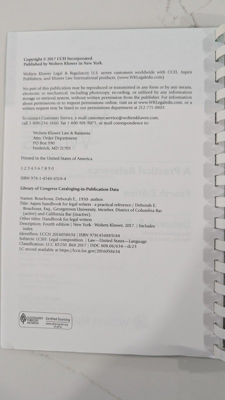 Aspen Coursebook Ser.: Aspen Handbook for Legal Writers : A Practical Reference gallery
