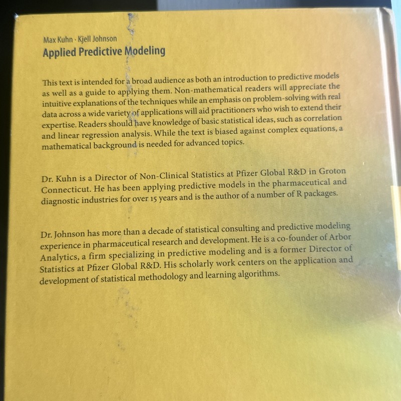 Applied Predictive Modeling by Kjell Johnson and Max Kuhn (2013, Hardcover) gallery