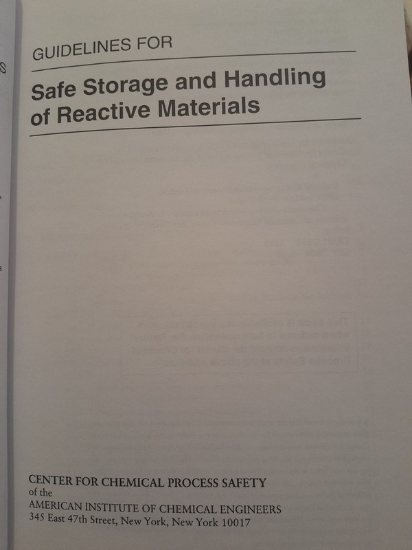 Guidelines for Safe Storage and Handling of Reactive Materials" by Ccps gallery