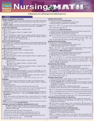 Nursing Math (Quick Study: Academic) – Misc. Supplies By BarCharts, Inc. – GOOD