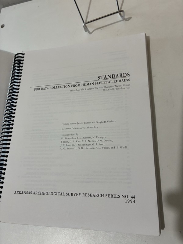 Standards fro Data Collection From Human Skeletal Remains No.44, 1994 gallery