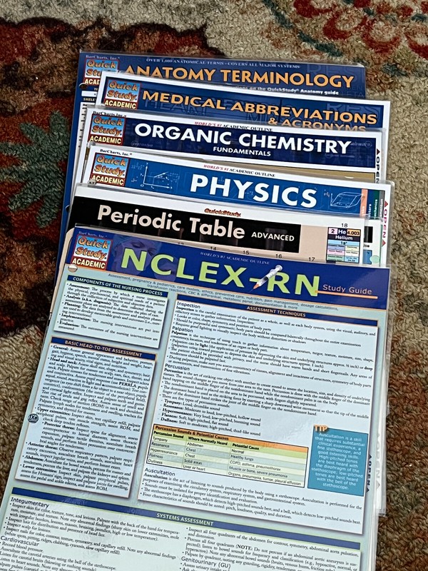 *YOU CHOOSE* Bar Charts Quick Study Laminated Guides, Physics Anatomy NCLEX-RN