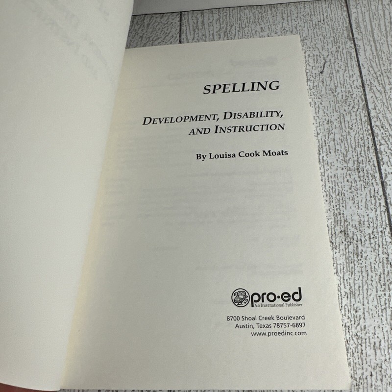 SPELLING: DEVELOPMENT, DISABILITY, AND INSTRUCTION By Louisa Cook Moats gallery