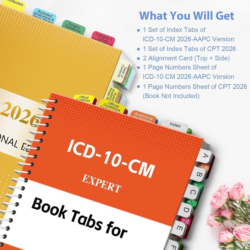Comprehensive 2026 CPT & ICD-10-CM Index Tabs - Easy Application & Repositioning gallery
