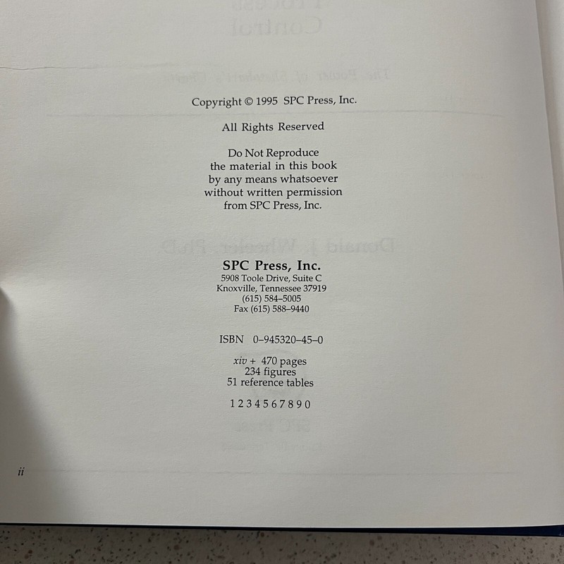 Advanced Topics In Statistical Process Control Donald J. Wheeler Textbook 1995 gallery