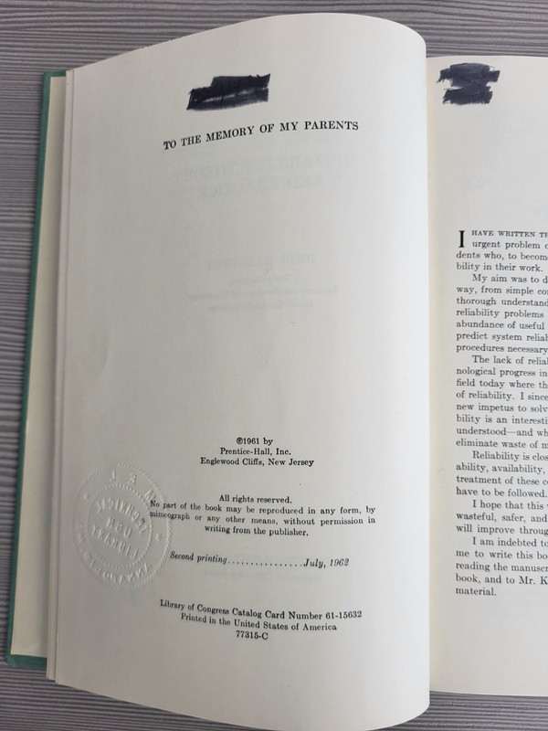 1961 Reliability Theory And Practice, Hardback, by Bazovsky, Used gallery